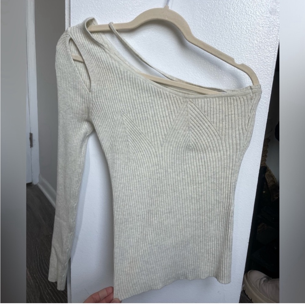 H:ours double strap one shoulder sweater
